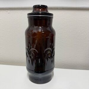 Vintage 1970s Borden Cremora Amber Glass Canister Apothecary Jar  Fleur De Lis